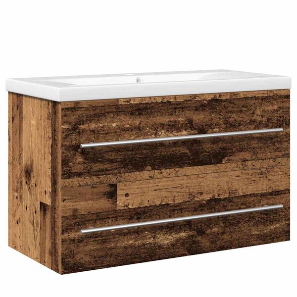 vidaXL Badkamertenk te kast met lade 2 pcs Oud Hout 80 x 38,5 x 48 cm