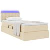 vidaXL Opbergbed met LED met matras met LED Cr&egrave;me 90 x 190 cm Stof