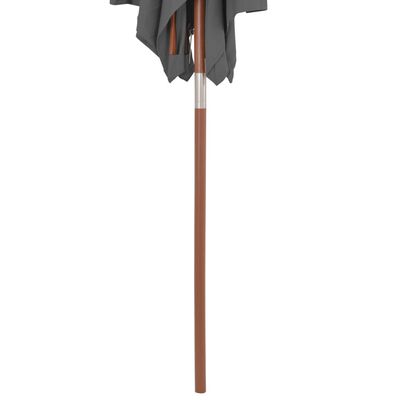 vidaXL Parasol met houten paal 150x200 cm antraciet