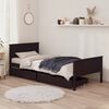 vidaXL Bedframe met 2 lades 100x200 cm massief grenenhout donkerbruin