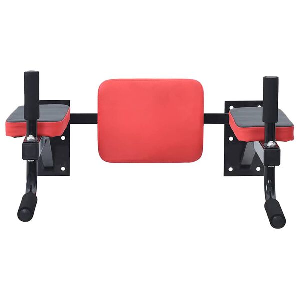 VidaXL Dip station Zwart en Rood 72.5 x 70 x 31 cm Poedergecoat staal