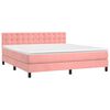 vidaXL Boxspring met matras fluweel roze 160x200 cm