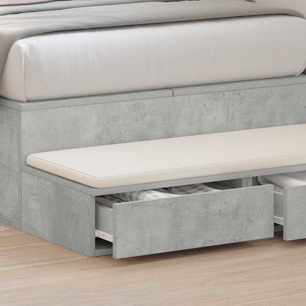 vidaXL Bedlades met lade Beton Grijs 90 x 36,5 x 16,5 cm Bewerkt hout