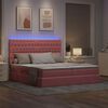vidaXL Bed met LED-striplichten met opslag Roze 200 x 200 cm Fluweel