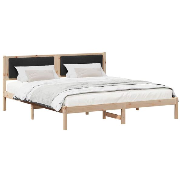 vidaXL Bedframe met hoofdeinde Zwart 200 x 200 cm Massief grenenhout