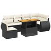 vidaXL 7-delige Loungeset met kussens poly rattan zwart