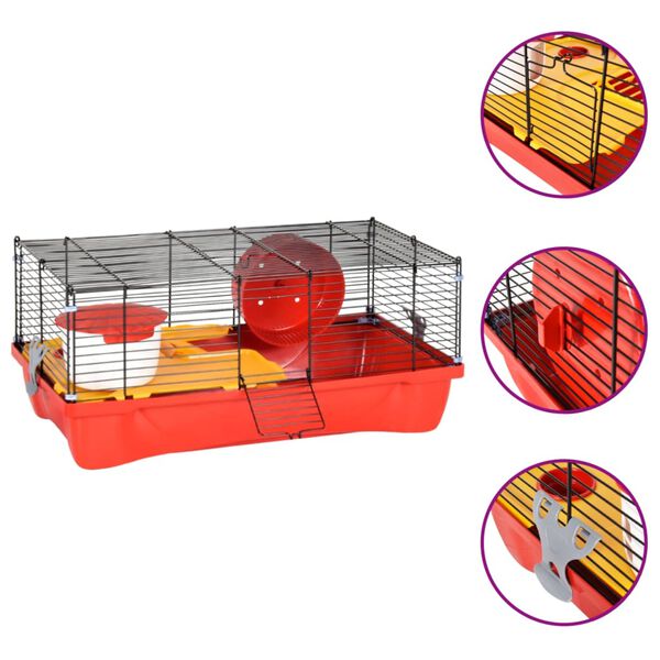 vidaXL Hamsterkooi 58x32x36 cm polypropeen en metaal rood