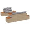 vidaXL Tuinbankenset met kussen 6 pcs Beige Poly riet