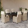 vidaXL 7-delige Tuinset met kussens poly rattan beige