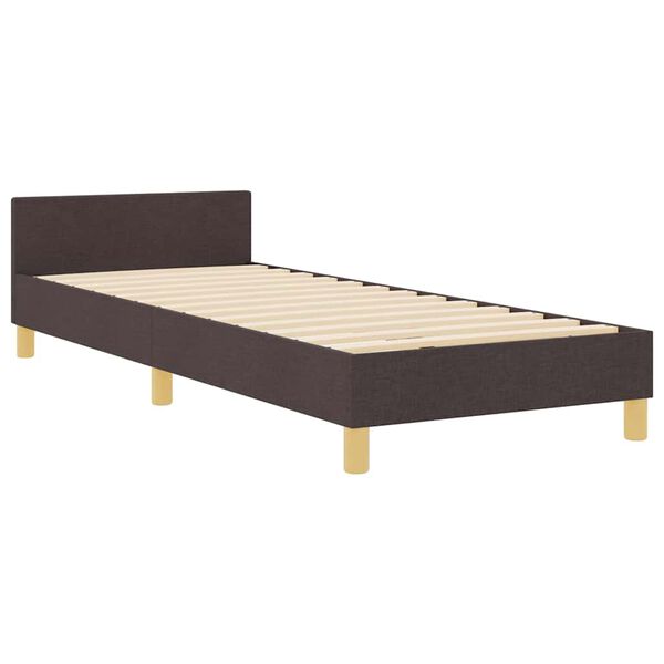 vidaXL Bedframe met hoofdeinde Donkerbruin 90 x 190 cm Stof