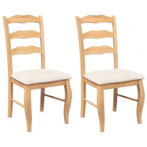 vidaXL Eetkamerstoelen met kussens 2 stuks natuurlijk massief hout rubber