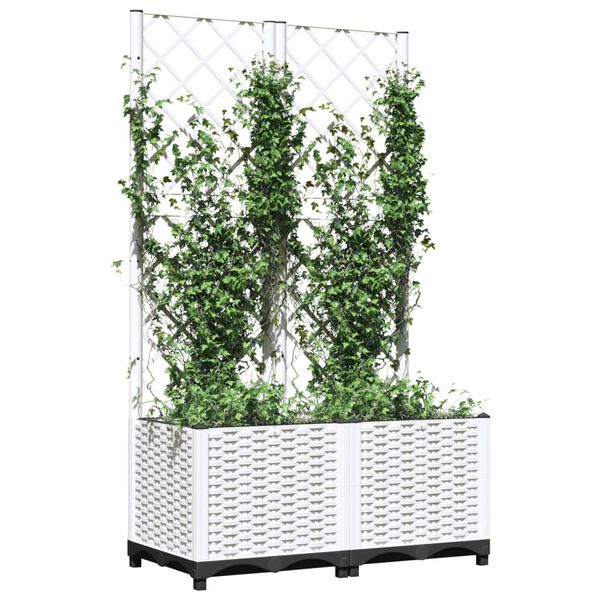 vidaXL Plantenbak met latwerk 80x40x136 cm polypropeen wit