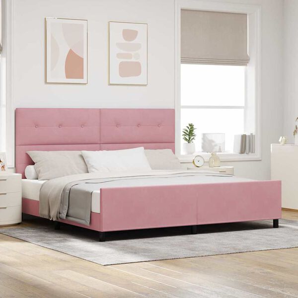 vidaXL Boxspringbed met hoofdeinde Roze 200 x 200 cm Fluweel