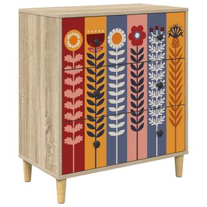 vidaXL Ladekast ESSEN Zonnebloemprint 66 x 36,5 x 75 cm Bewerkt hout