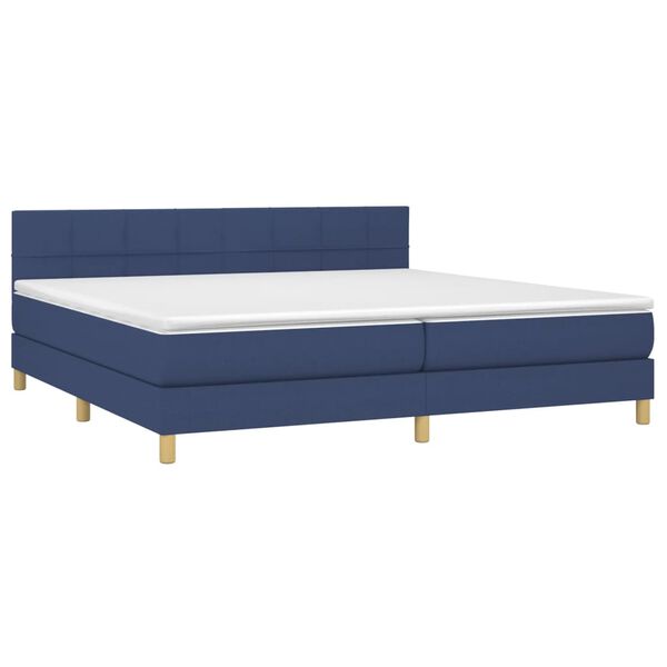vidaXL Boxspring met matras en LED stof blauw 200x200 cm