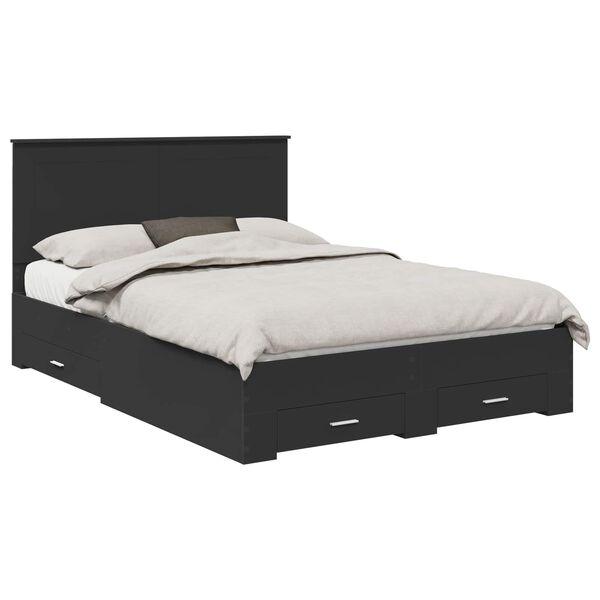 vidaXL Bedframe met lade Zwart en Zilver 150 x 200 cm Bewerkt hout