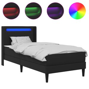 vidaXL Bedframe met matras Zwart 80 x 200 cm Kunstleer