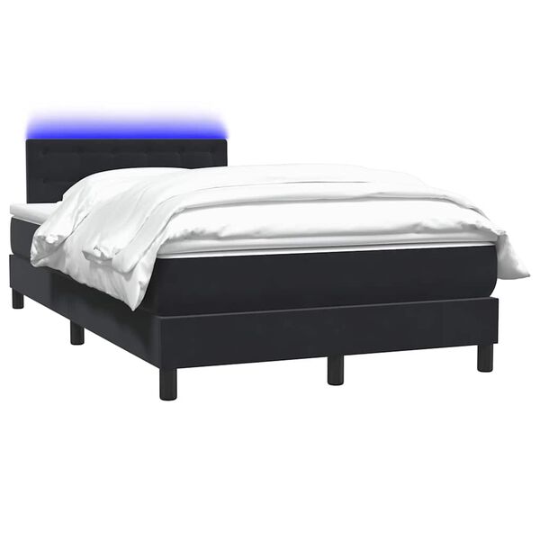 vidaXL Boxspring met matras en LED fluweel zwart 120x210 cm