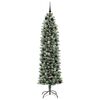vidaXL Kunstmatige slanke kerstboom met 300 LED Groen en Wit 210 cm