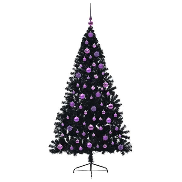 vidaXL Kunstmatig Voorverlicht Kerstboom met 300 LED Zwart 180 cm PVC