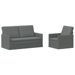 vidaXL Bankstel 2 pcs Donkergrijs Stof