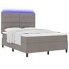 vidaXL Boxspring bed met matras met LED Taupe 140 x 200 cm Stof