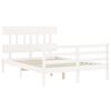 vidaXL Bedframe met hoofdbord massief hout wit