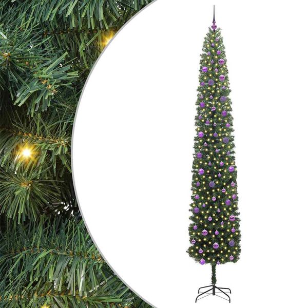 vidaXL Kunstkerstboom Groen 270 cm PVC en Staal en Kunststof