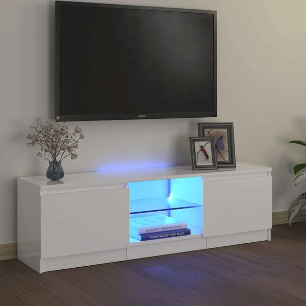 vidaXL Tv-meubel met LED-verlichting 120x30x36 cm hoogglans wit