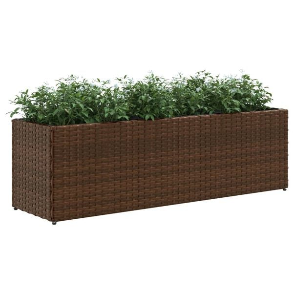 vidaXL Plantenbakken met 3 potten 2 st 105x30x32 cm poly rattan bruin
