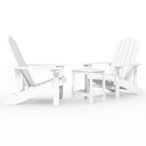 vidaXL Tuinstoelen Adirondack met tafel HDPE wit