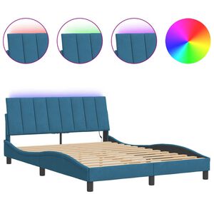 vidaXL Bedframe met LED zonder matras "Hanko" fluweel blauw 120x200 cm