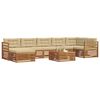 vidaXL Sofa-Sets 8 pcs Natuurlijk en Beige Massief Acaciahout