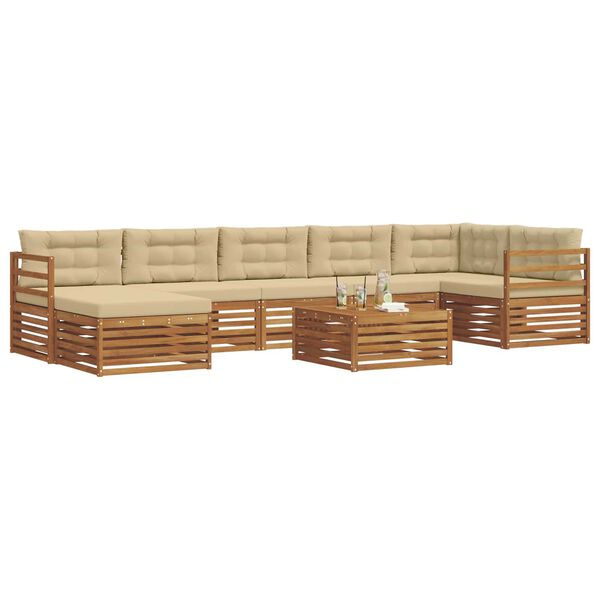 vidaXL Sofa-Sets 8 pcs Natuurlijk en Beige Massief Acaciahout