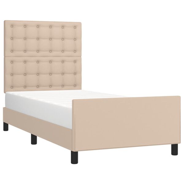 vidaXL Bedframe met hoofdbord kunstleer cappucinnokleurig 80x200 cm
