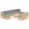 vidaXL 10-delige Loungeset met kussens massief grenenhout