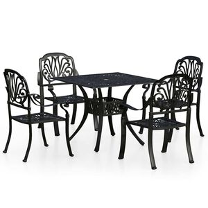 vidaXL 5-delige Bistroset gietaluminium zwart