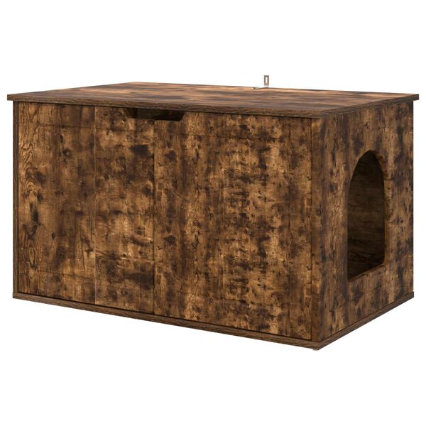vidaXL Kattenhuis Gerookt eiken 85 x 55 x 53,5 cm Bewerkt hout