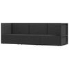 vidaXL 3-delige Loungeset met kussens poly rattan zwart