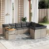 vidaXL 10-delige Loungeset met kussens poly rattan grijs