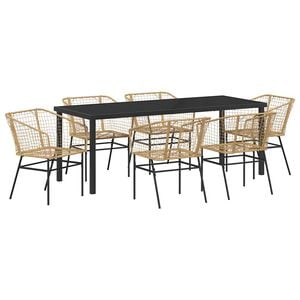 vidaXL Tuin eettafelset 7 st Bruin poly rattan