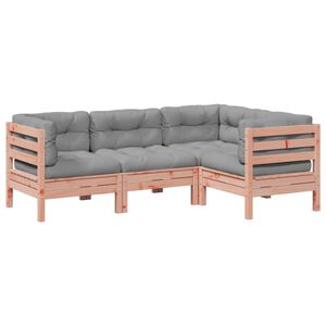 vidaXL 4-delige Loungeset met kussens massief douglas vurenhout