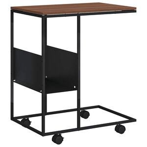 vidaXL Bijzettafel met wieltjes 55x36x63,5 cm bewerkt hout zwart