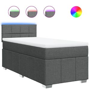 vidaXL Boxspring met matras stof donkergrijs 80x200 cm