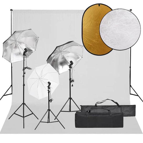 vidaXL Fotostudioset met verlichtingsset, achtergrond en reflector