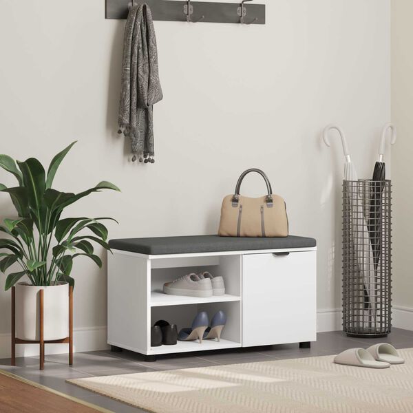 vidaXL Halbank met kussen Effen Wit 80 x 38 x 46 cm