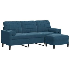 vidaXL Driezitsbank met voetenbank 180 cm fluweel blauw