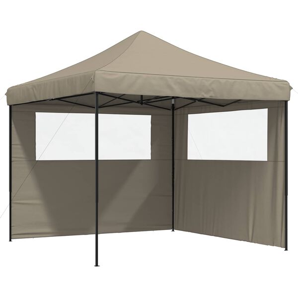vidaXL Partytent inklapbaar pop-up met 2 zijwanden taupe