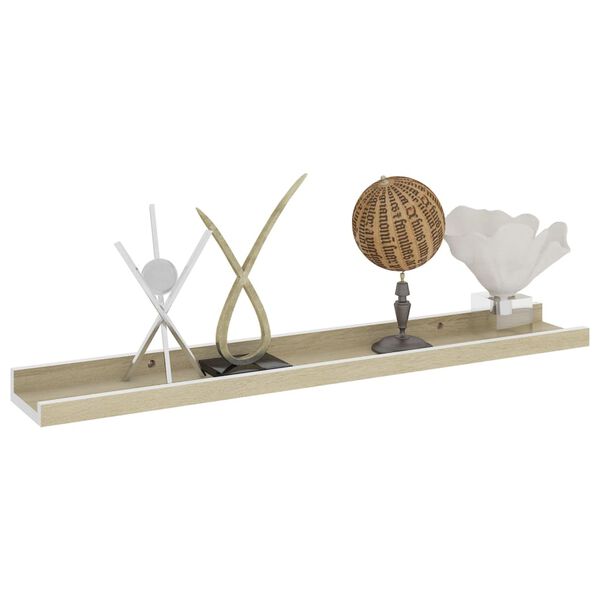 vidaXL Wandschappen 2 st 60x9x3 cm wit en sonoma eikenkleurig