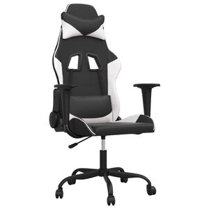 vidaXL Massage gamestoel kunstleer zwart en wit